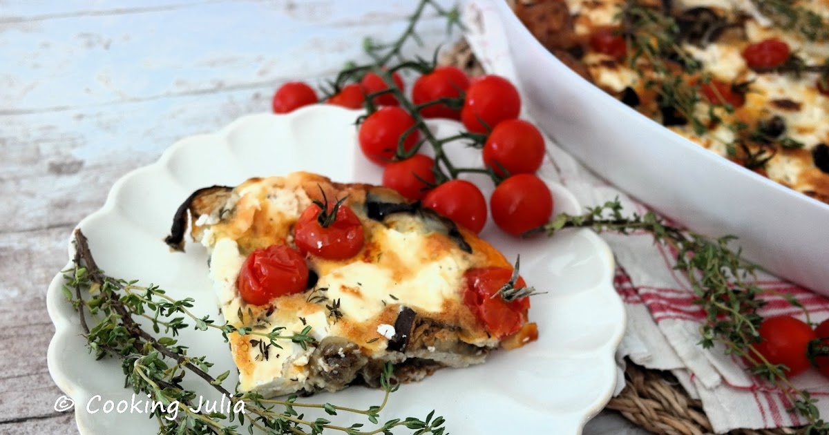 CLAFOUTIS AUX AUBERGINES, TOMATES ET CHÈVRE FRAIS