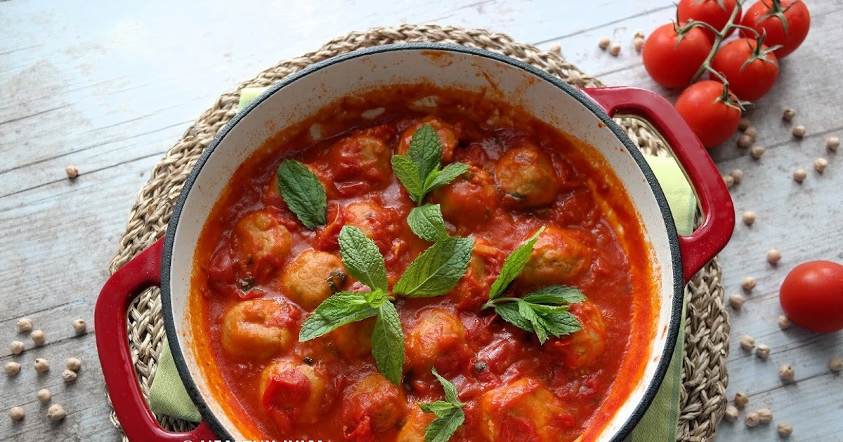 BOULETTES DE POIS CHICHES, SAUCE TOMATE ET MENTHE