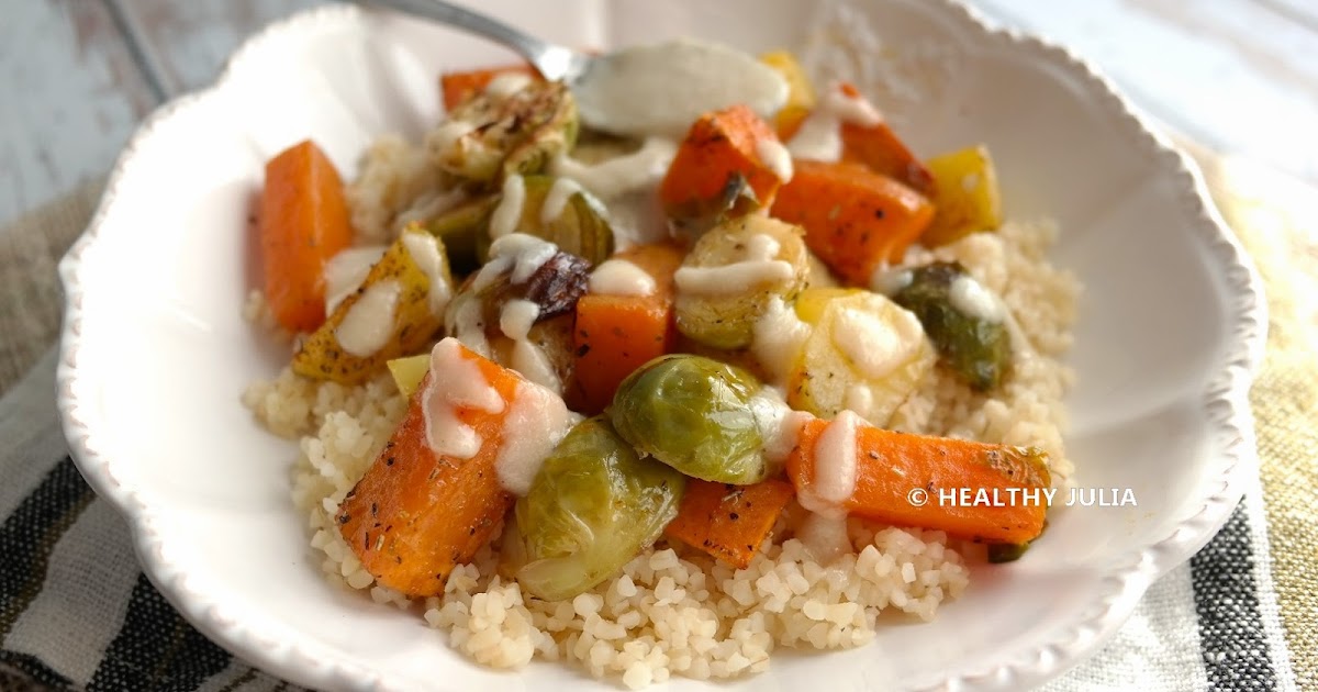 BOWL DE LÉGUMES RÔTIS ET BOULGOUR SAUCE AU TAHIN