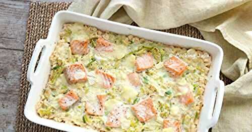 GRATIN DE CROZETS, TRUITE ET POIREAUX