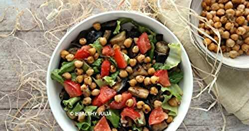 SALADE D'AUBERGINES ET POIS CHICHES RÔTIS
