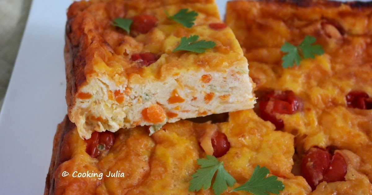 QUICHE SANS PÂTE AUX CAROTTES, TOMATES CERISES ET CHEDDAR