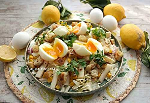Salade d’hiver citronnée aux œufs mollets