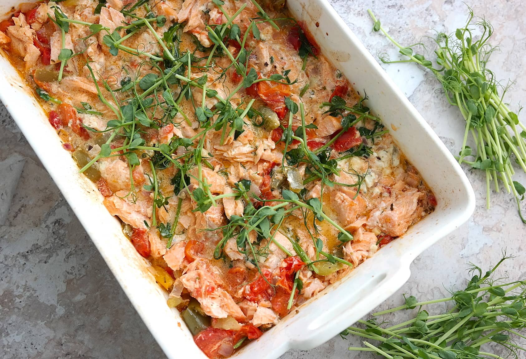 Effiloché de truite aux légumes et Boursin