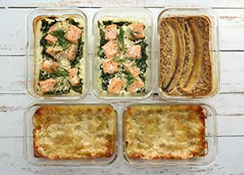 Saumon, ravioles et baked oatmeal (meal prep)