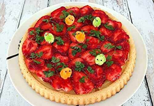 Tarte renversée aux fraises pour Pâques