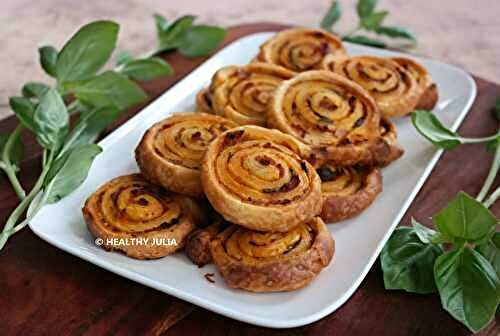 Feuilletés roulés au pesto de légumes et basilic