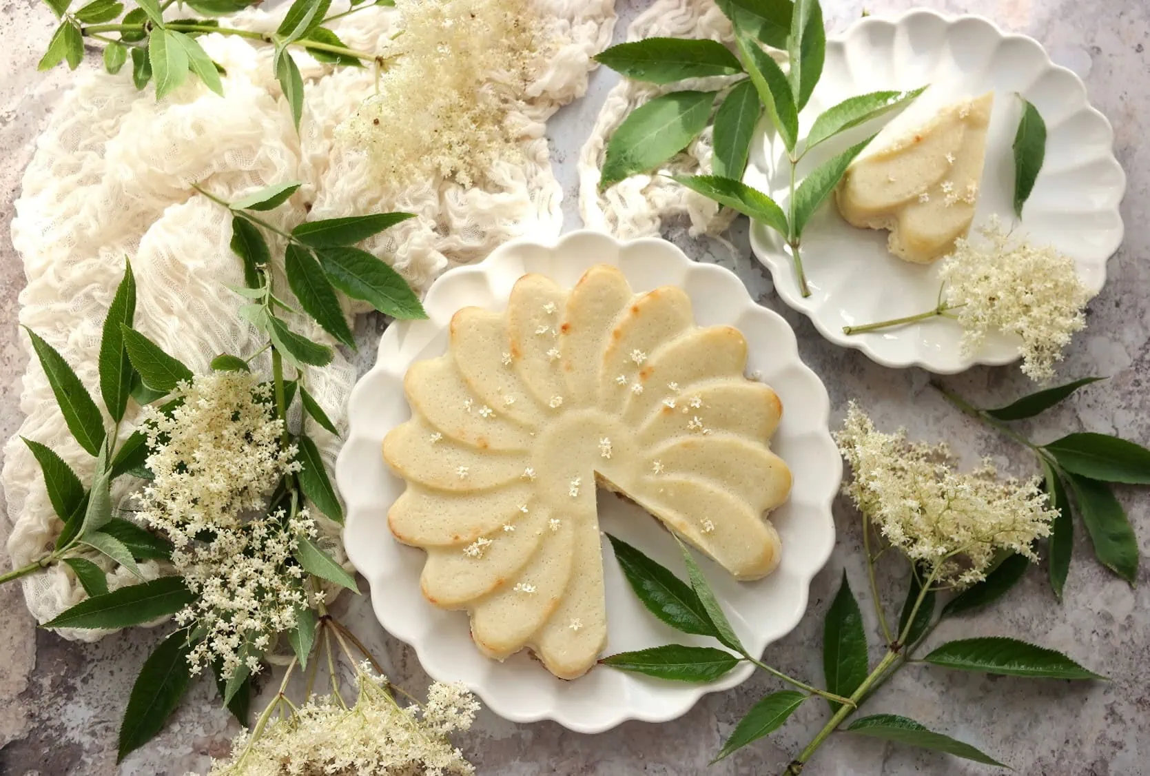 Flan aux poires et aux fleurs de sureau