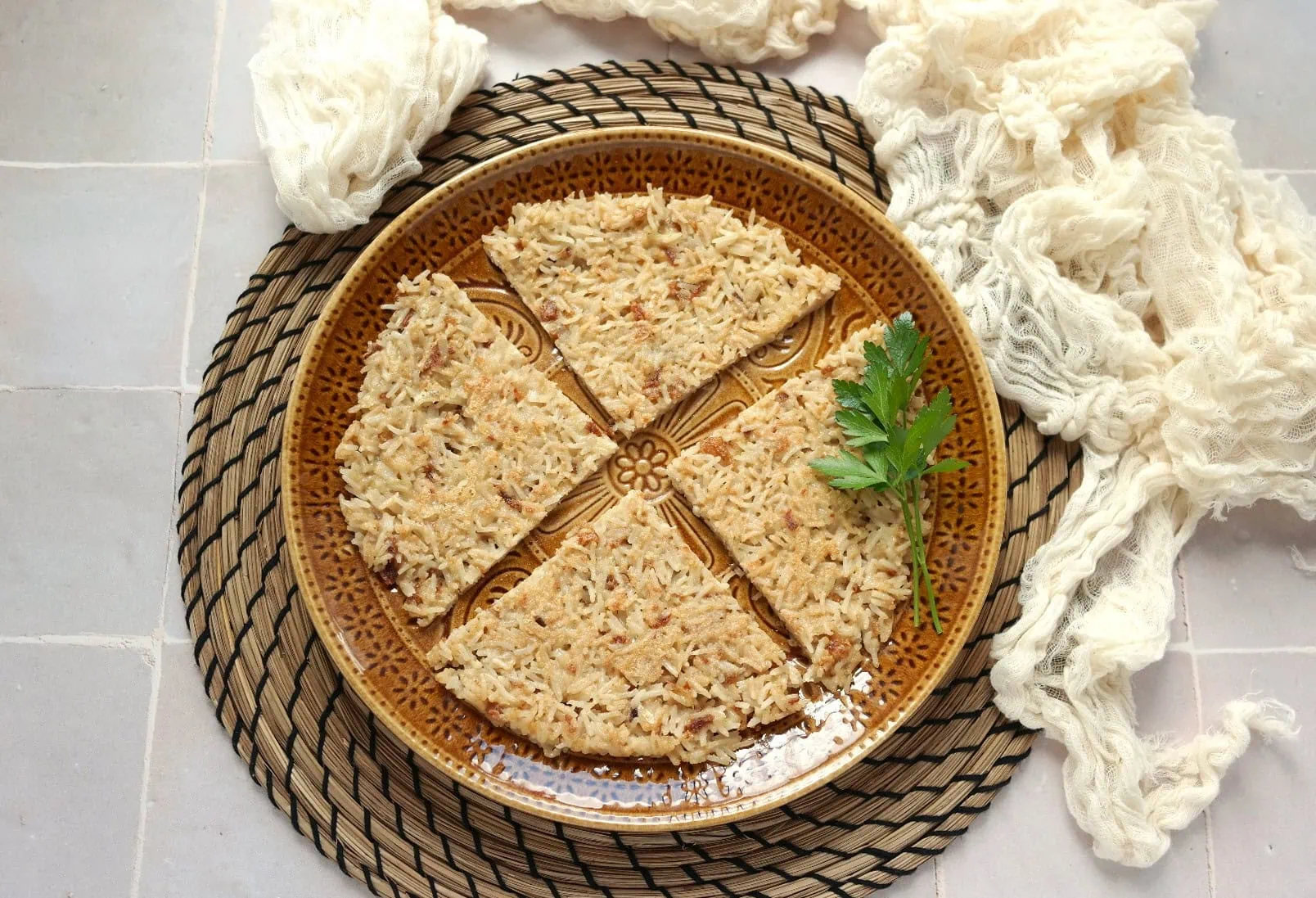 Galette de riz aux oignons frits (recyclage)