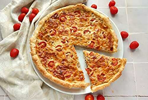 Quiche au bœuf haché, tomates et mozzarella