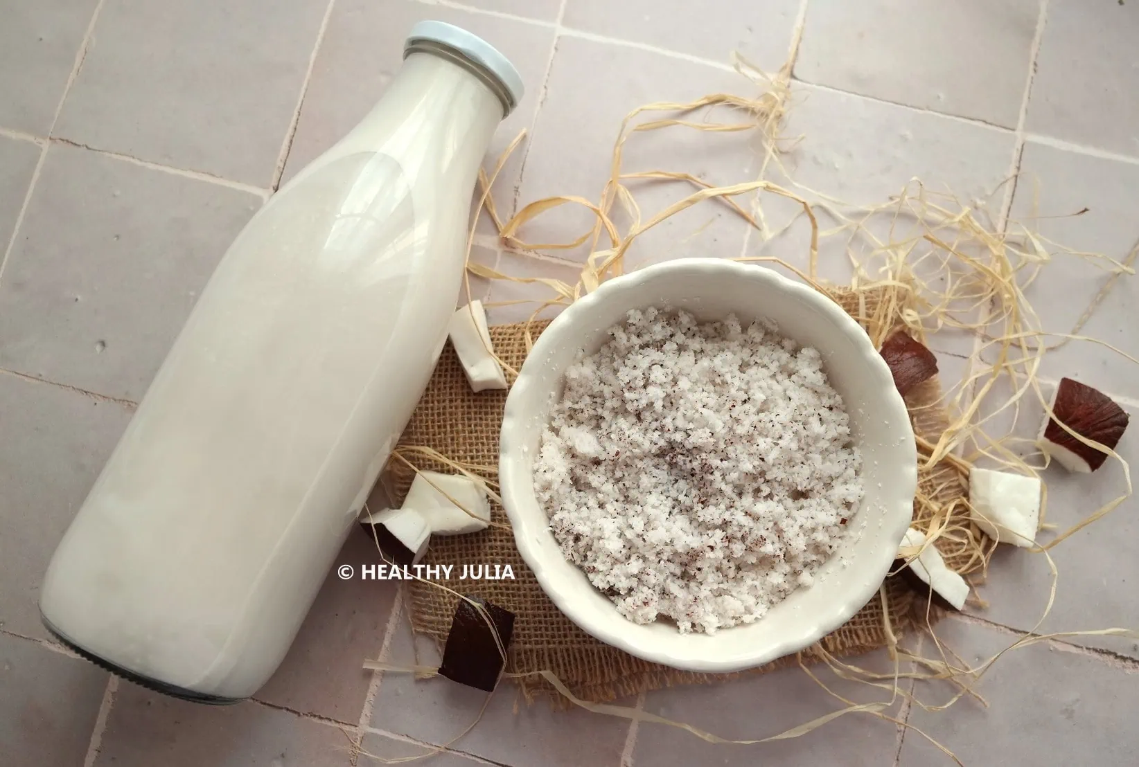 Lait de coco et son okara