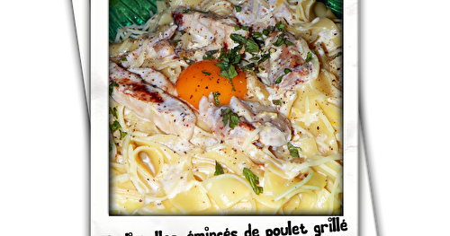 Tagliatelles, émincés de poulet grillé fleuri michon, sauce citron vert menthe