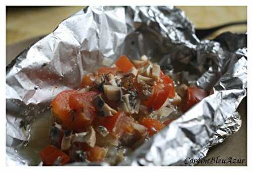 Papillotes de colin au vin blanc et aux petits légumes