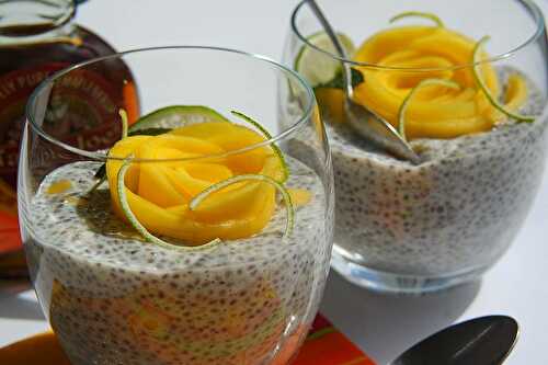 Porridge aux graines de Chia, mangue et noix de coco