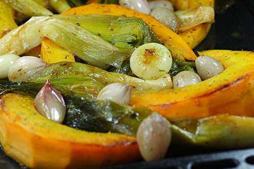 Citrouille et légumes rôtis au four