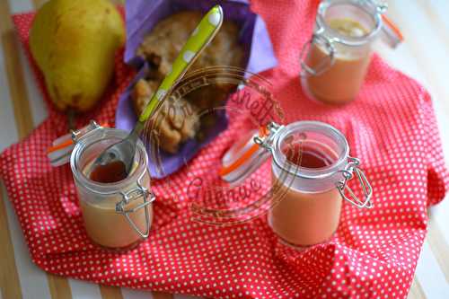 Crème poire et coulis groseilles