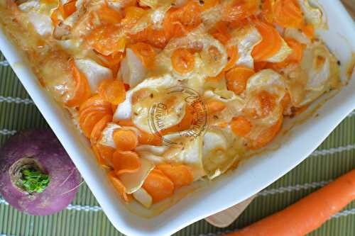 Gratin de carottes et navets au munster