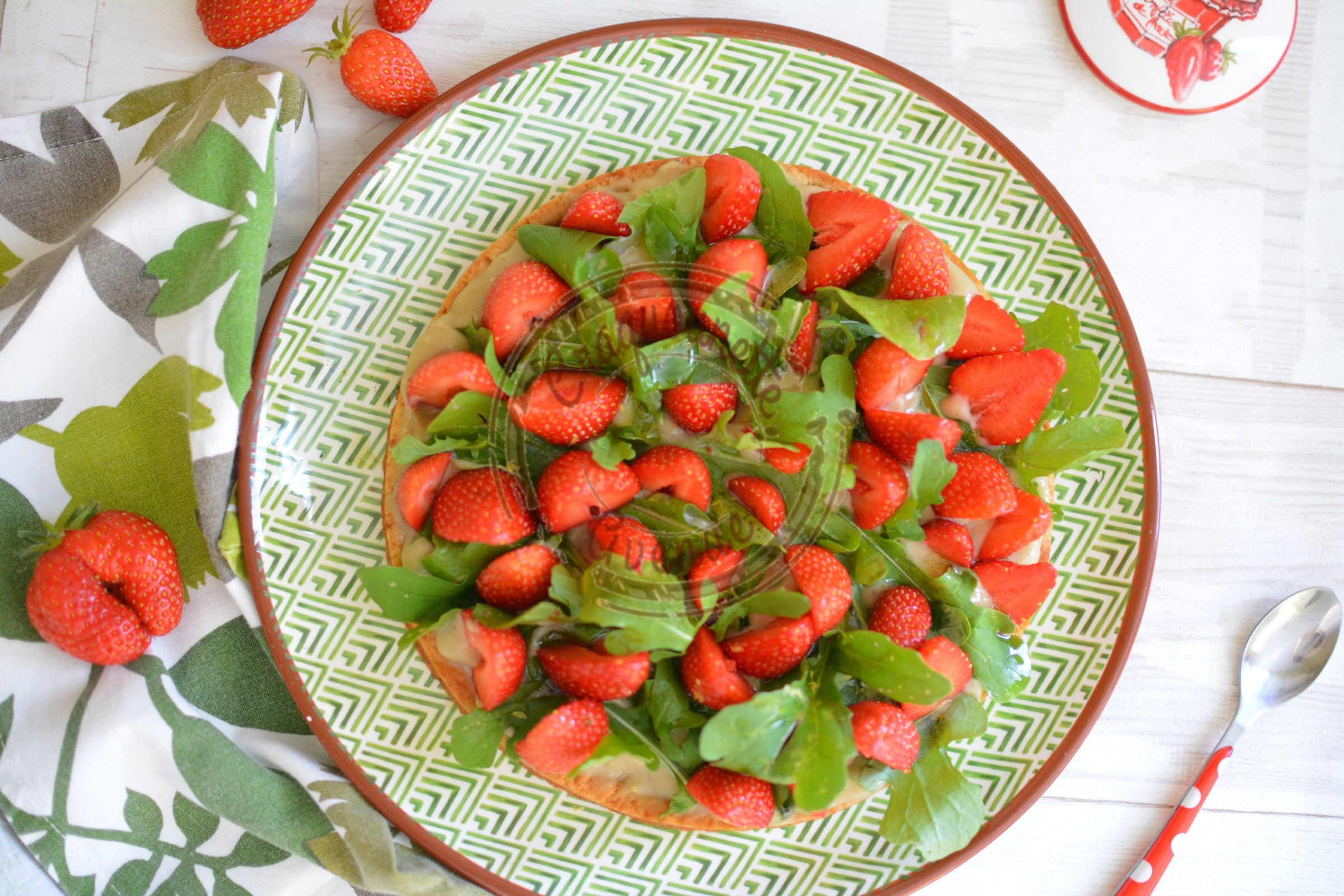 Tarte aux fraises et roquette