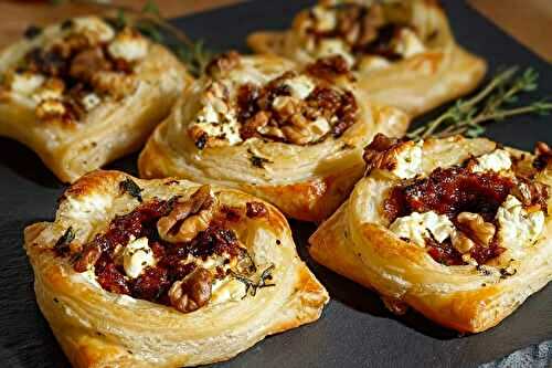 Feuilletés chèvre, noix et tomates confites : mon test avec un “pesto rosso” maison