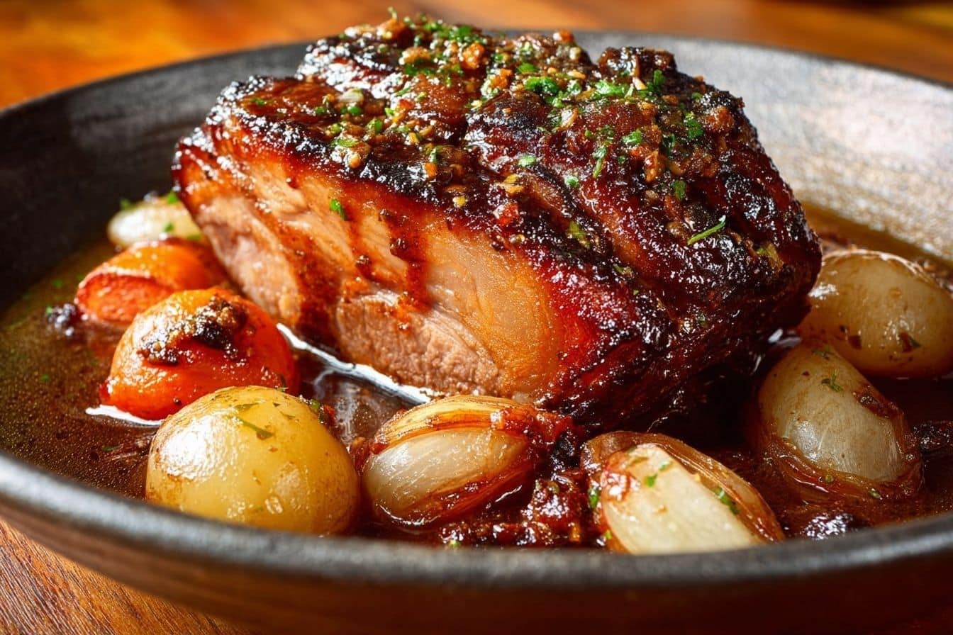 Ma rouelle de porc confite au cookeo, sauce secrète et légumes fondants