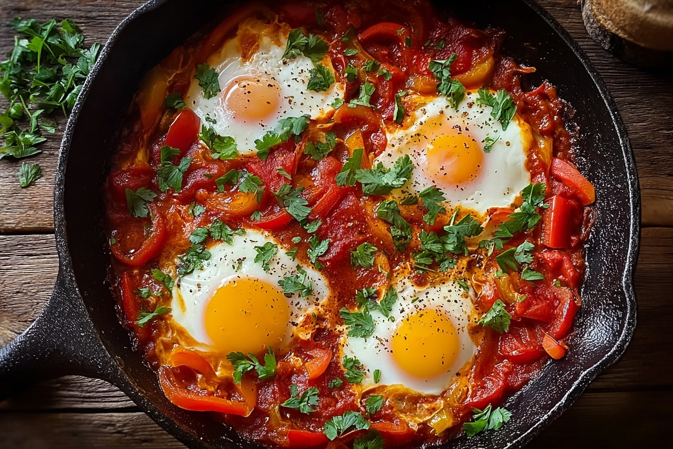 Tchoutchouka traditionnelle : mes secrets pour des légumes confits et des œufs coulants