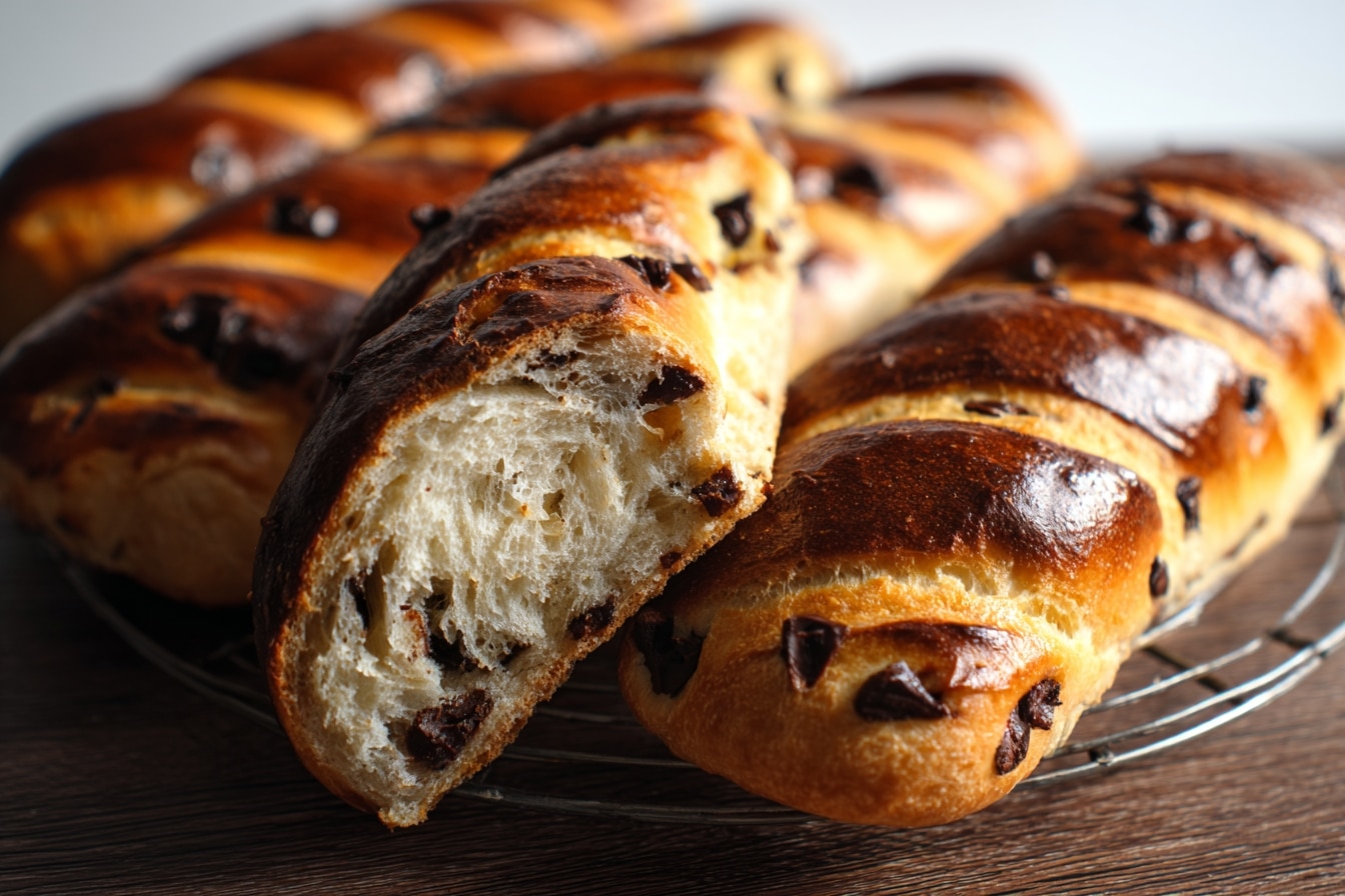 Baguettes viennoises aux pépites de chocolat comme à la boulangerie