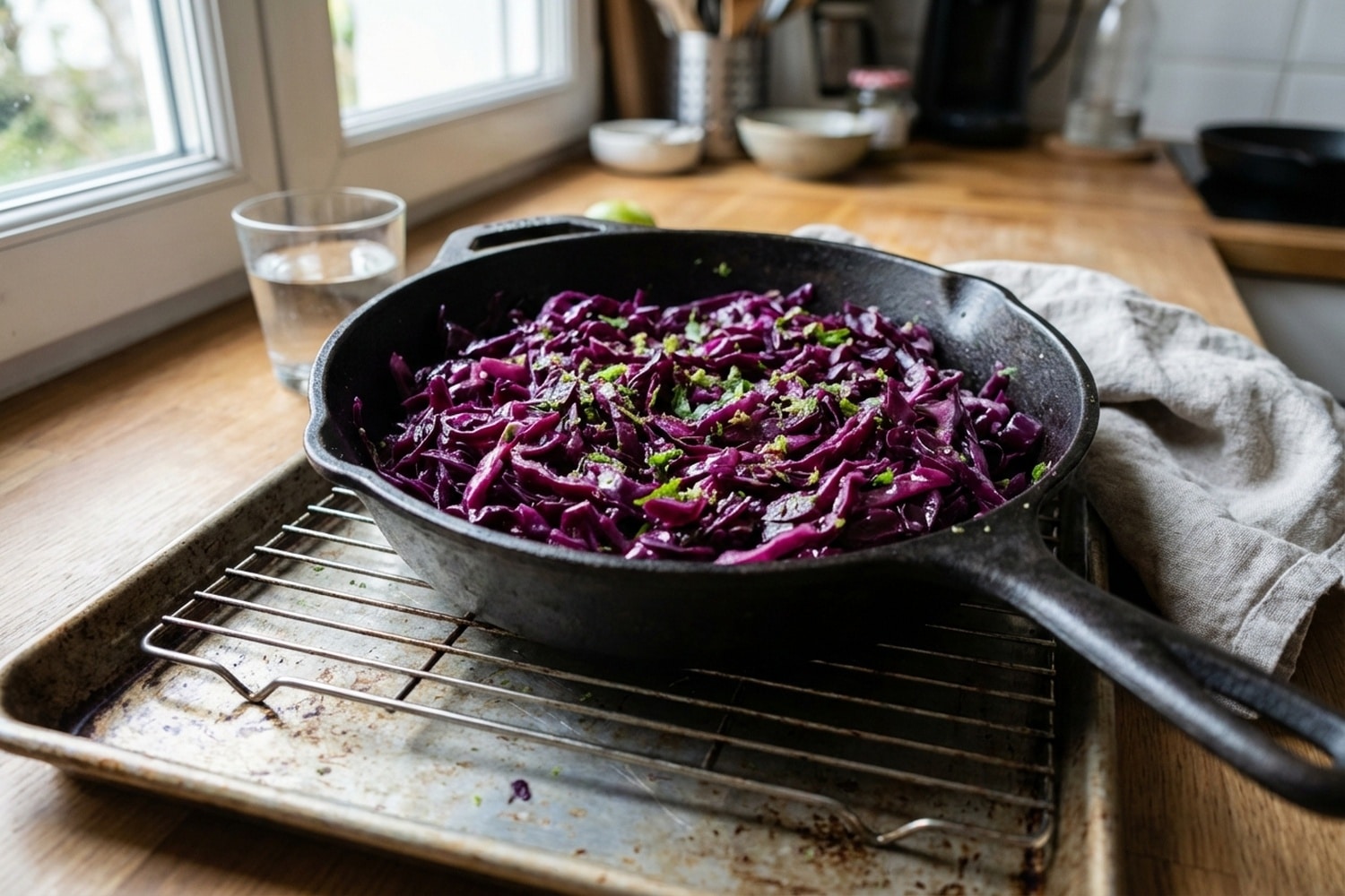 Salade de chou rouge marinée au citron vert et sa texture parfaite