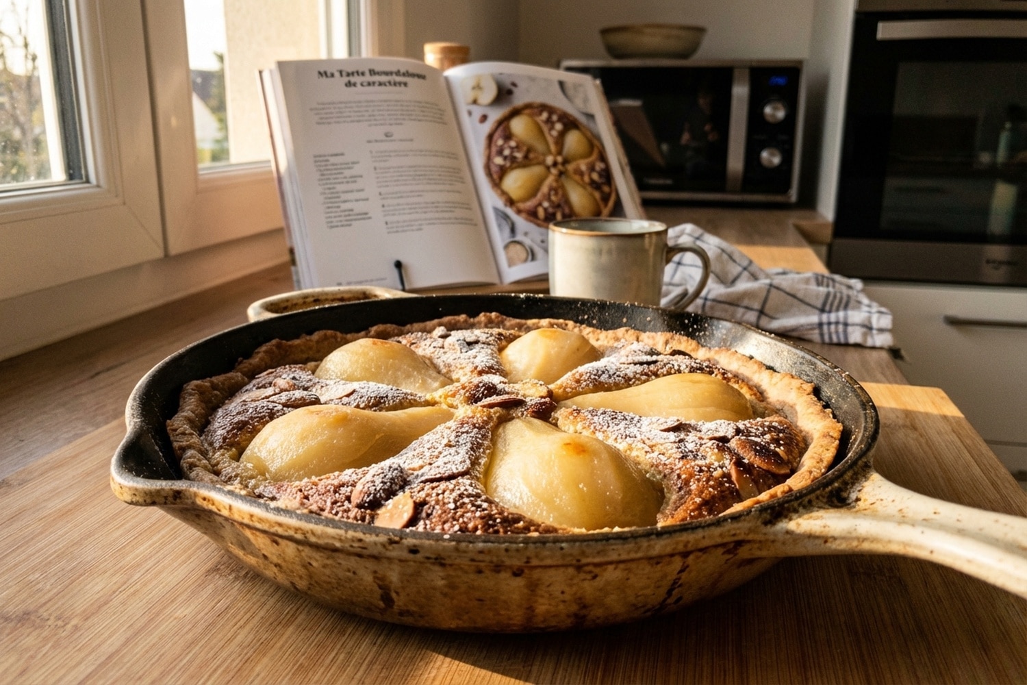 Tarte Bourdaloue de caractère : poires pochées aux épices et pâte à l’épeautre