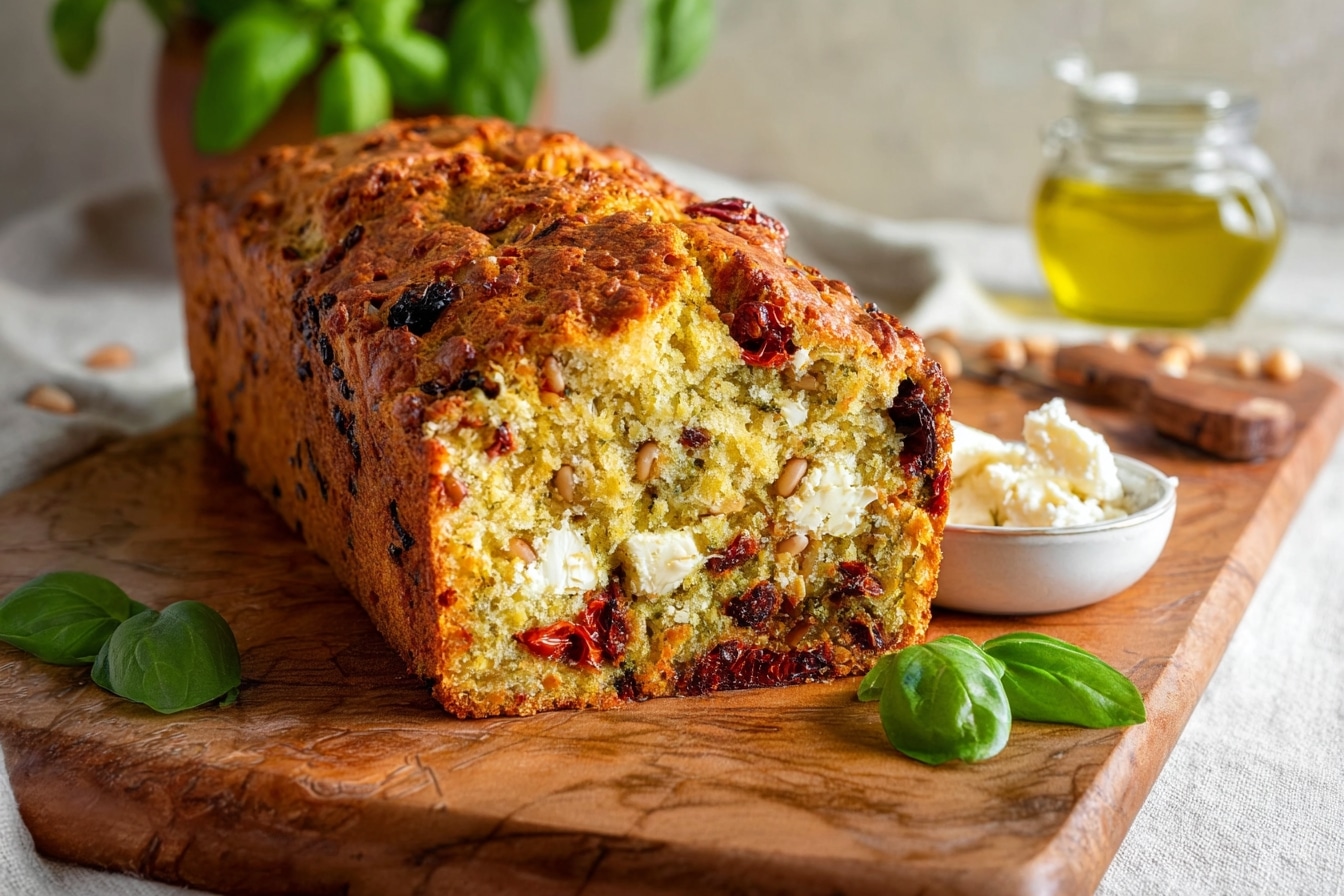 Cake tomates séchées, feta et pignons : mon secret pour un moelleux absolu
