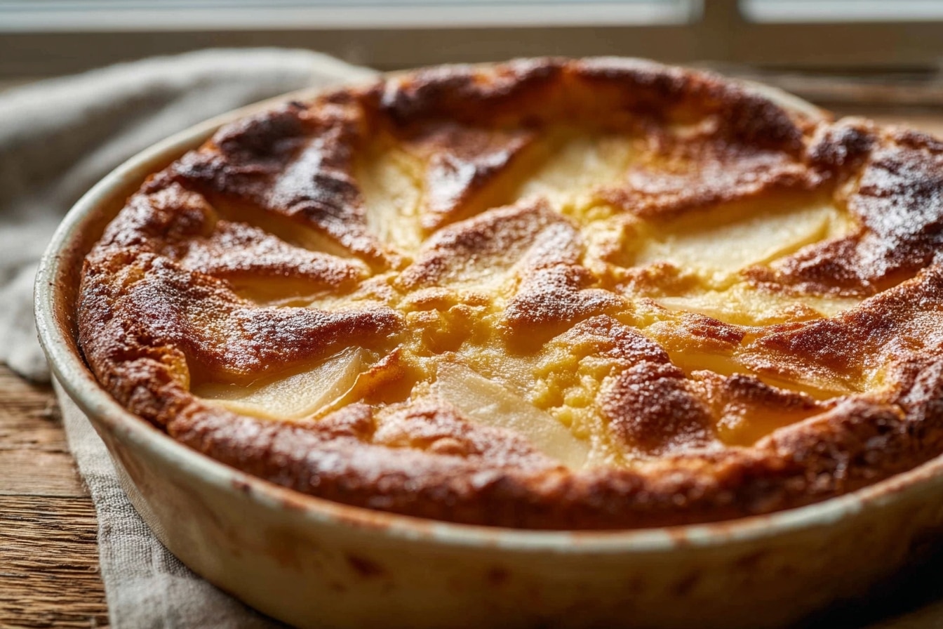 Clafoutis aux poires fondantes, peu sucré