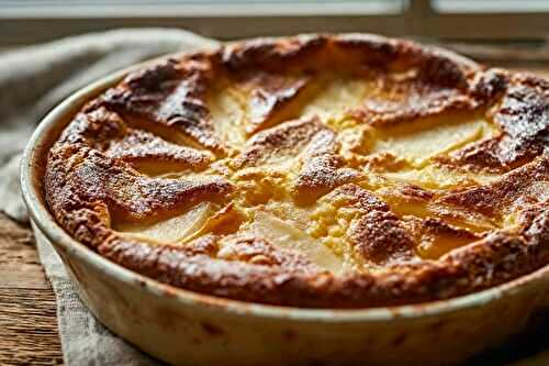Clafoutis aux poires fondantes, peu sucré