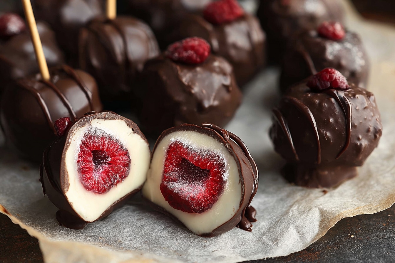 Bouchées glacées framboise & double chocolat