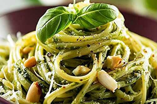 Pâtes au pesto maison aux amandes et basilic