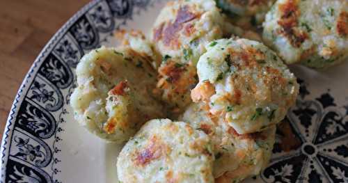 Croquettes de riz, truite et persil plat fourrées au chèvre