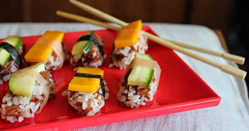 Duo de nigiri-sushi bicolores (et végétariens)