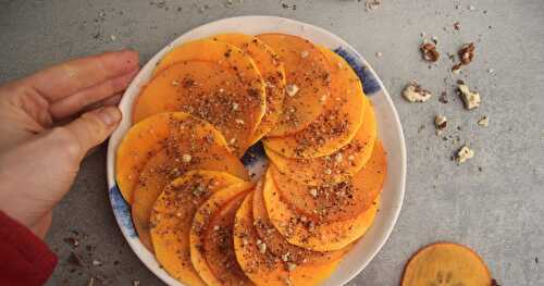 Carpaccio de butternut et kaki, dukkah de noix au sumac