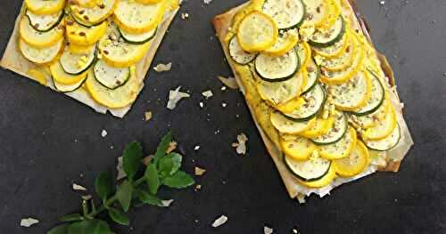 Tartes fines courgettes, citron confit, gingembre et curcuma
