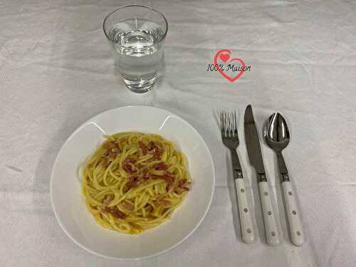 Spaghettis à la carbonara.