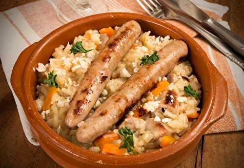 Risotto et saucisses Hénaff