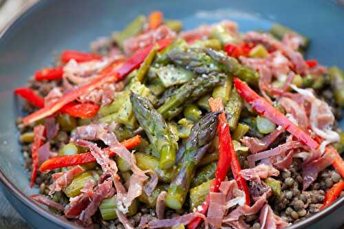 Salade d'asperges vertes et lentilles