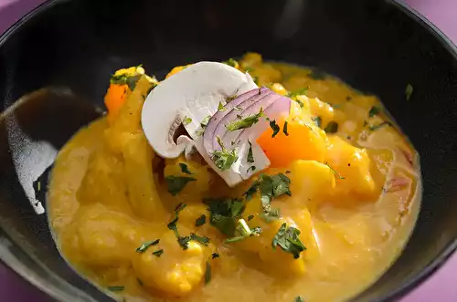 Courge crown prince et légumes au lait de coco