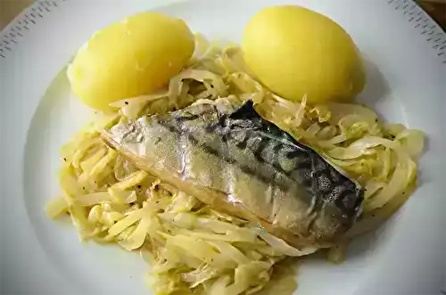 Maquereaux fumés sur effilochée d’endive, jus de clémentine