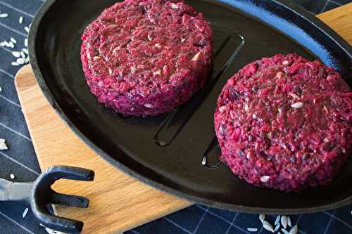 Burgers végé betterave, riz et haricots Azuki