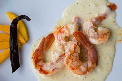 Gambas poêlées et sauce à la vanille