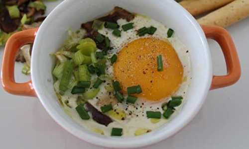 Mes oeufs cocotte aux poireaux et shiitakes