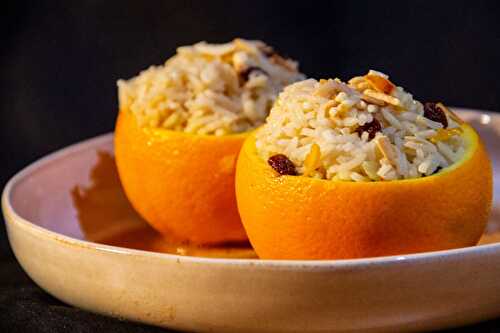 Oranges farcies au riz pilaf