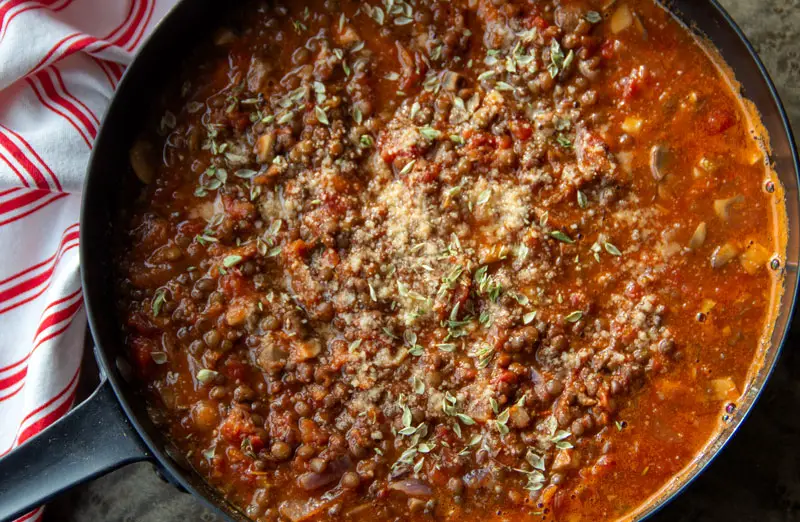 Ragoût végétal de lentilles à la bolognaise