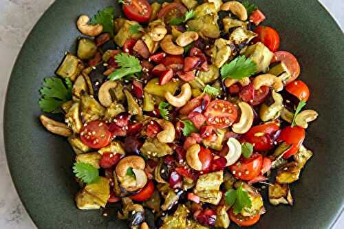 Salade d'aubergine rôtie et tomates cerises