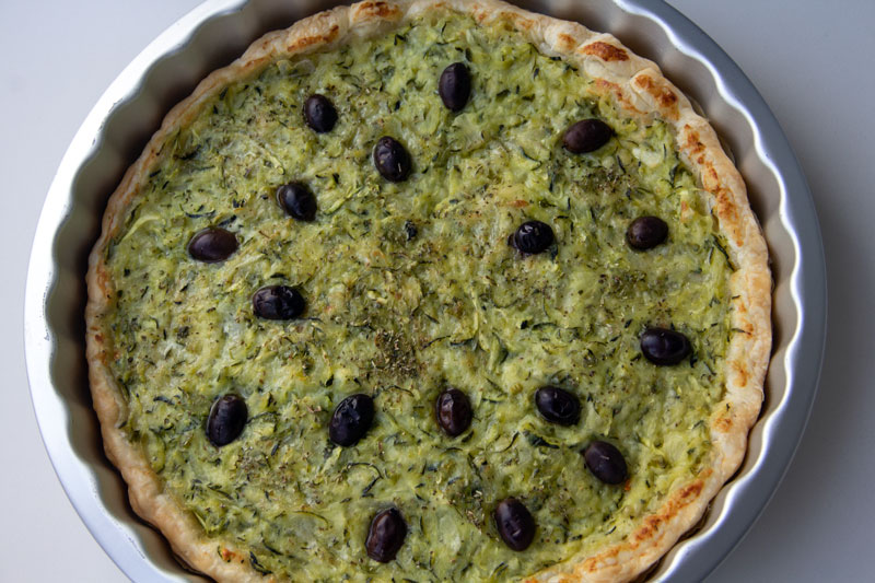 Tarte fine aux oignons et aux courgettes
