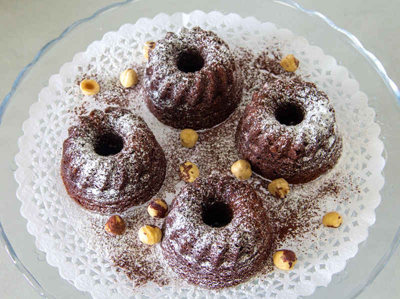 Mini bundt cakes cacao - noisettes
